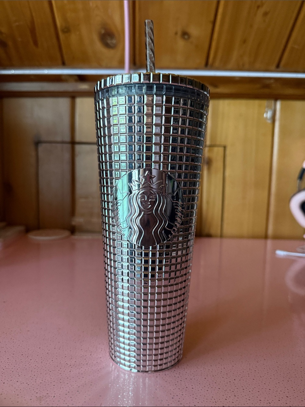 Starbucks Silver Textured Stainless Tumbler with Straw